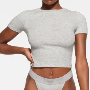 COTTON RIB T-SHIRT - Light Heather Grey